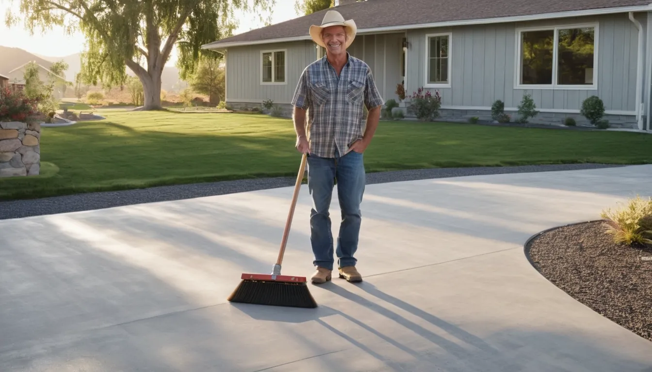 A freshly poured concrete driveway leading to a ranch-style home in De Soto